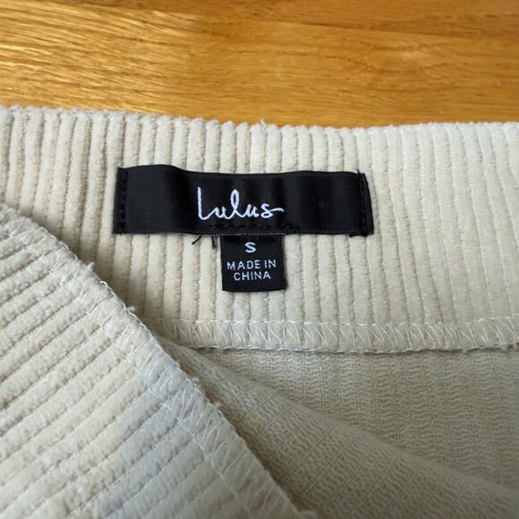 Lulus Katherina Beige Button-Front Corduroy Mini Skirt Asymmetrical Size S - Picture 6 of 8